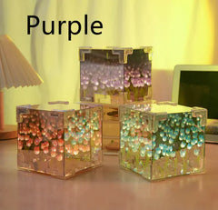 Blooming Cube Glow: 3D Tulip Bedside Light