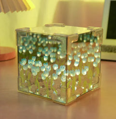 Blooming Cube Glow: 3D Tulip Bedside Light